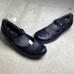 Dansko Black Leather Mary Jane Shoes Adjustable Buckle Strap Size 41 EU